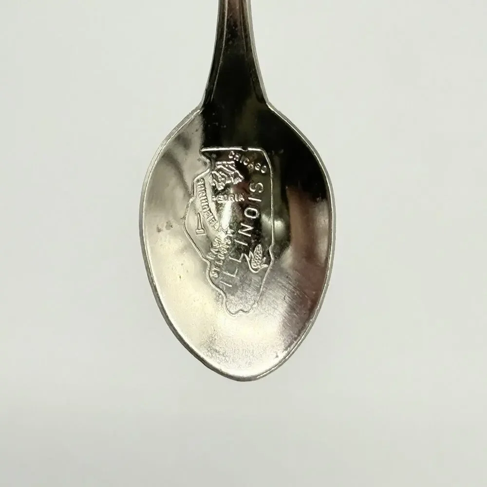 Fort USA Silver Pewter Chicago Illinois 1981 Vintage Souvenir Spoon 3.5